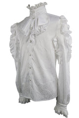 White Vampire Ruffled Sleeves Mens Gothic Blouse - Product - 5