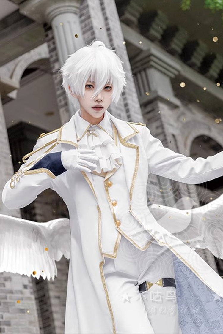 White Angel Prince Handsome Ouji Lolita Set (Including Coat, Shirt, Pants, Vest, Scarf) - Product - 5