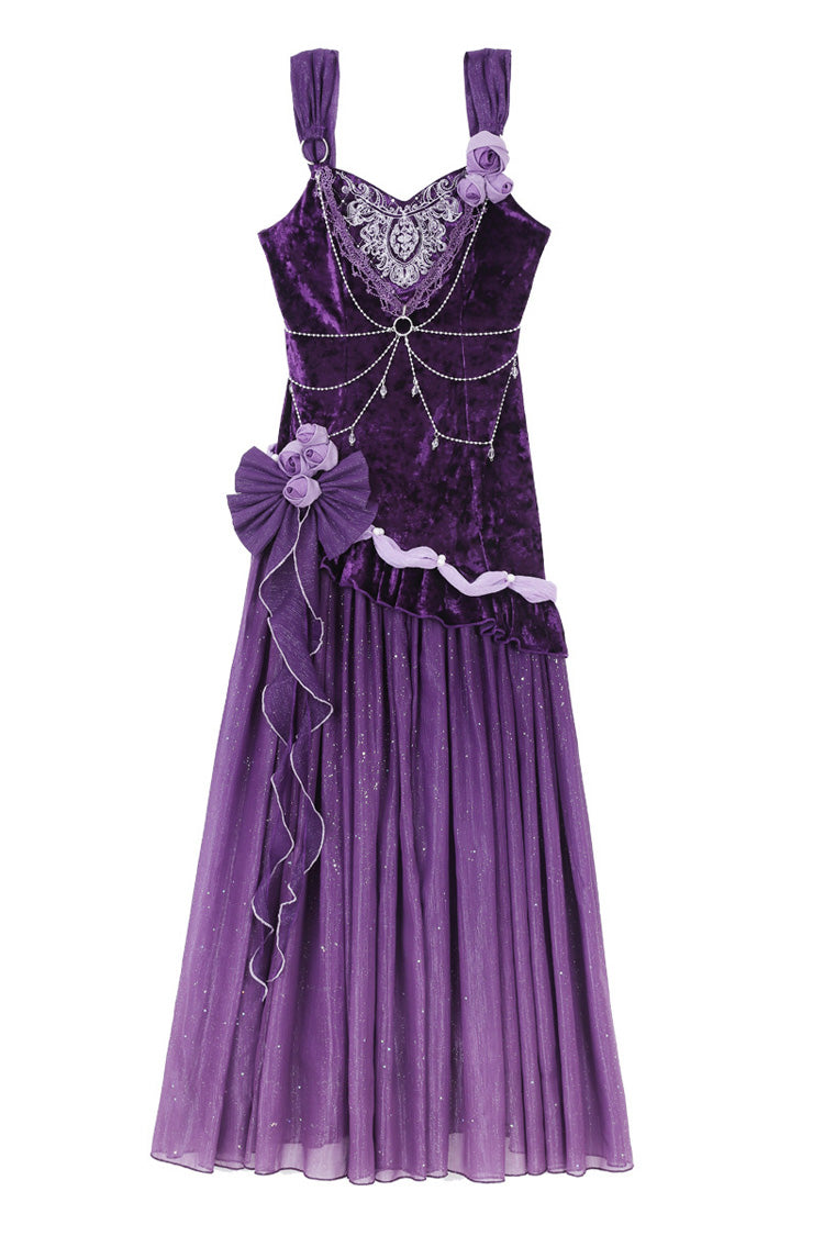 Purple [Madame Butterfly] Ruffle Bowknot Lace Sweet Elegant Gorgeous Lolita Jsk Dress - Product - 3