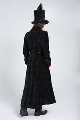 Black/Red Lapel Collar Embroidery Zipper Men's Gothic Handsome Coat - Product - 8