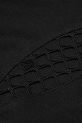 Black Off Shoulder Hollow Stitching Irregular Mesh Women's Steampunk Dress - Product - 7