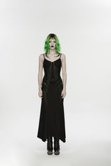 Black Lace-Up Buckled Eyelet Women's Punk Jsk Dress - Product - 2
