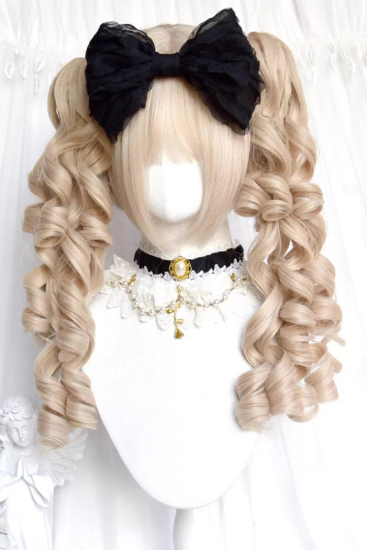 Pearl Beige Roman Curl Large Twin Ponytail Sweet Lolita Wig - Product - 3