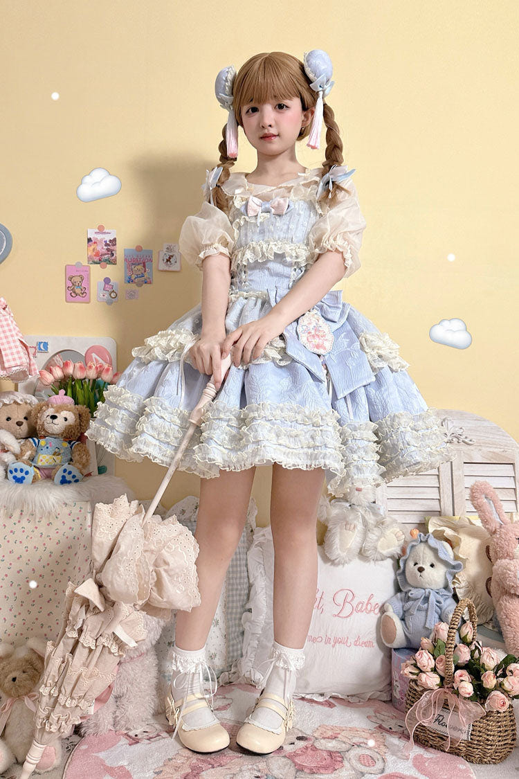 [Good Night, Peach] Sleeveless Multi-Layered Ruffled Bow Lace Sweet Chinese Style Lolita Jsk Dress 3 Colors - Product - 14