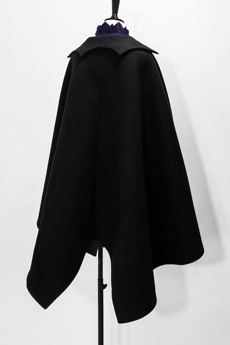 Black Woolen Ouji Fashion Daily Lolita Cloak - Product - 7