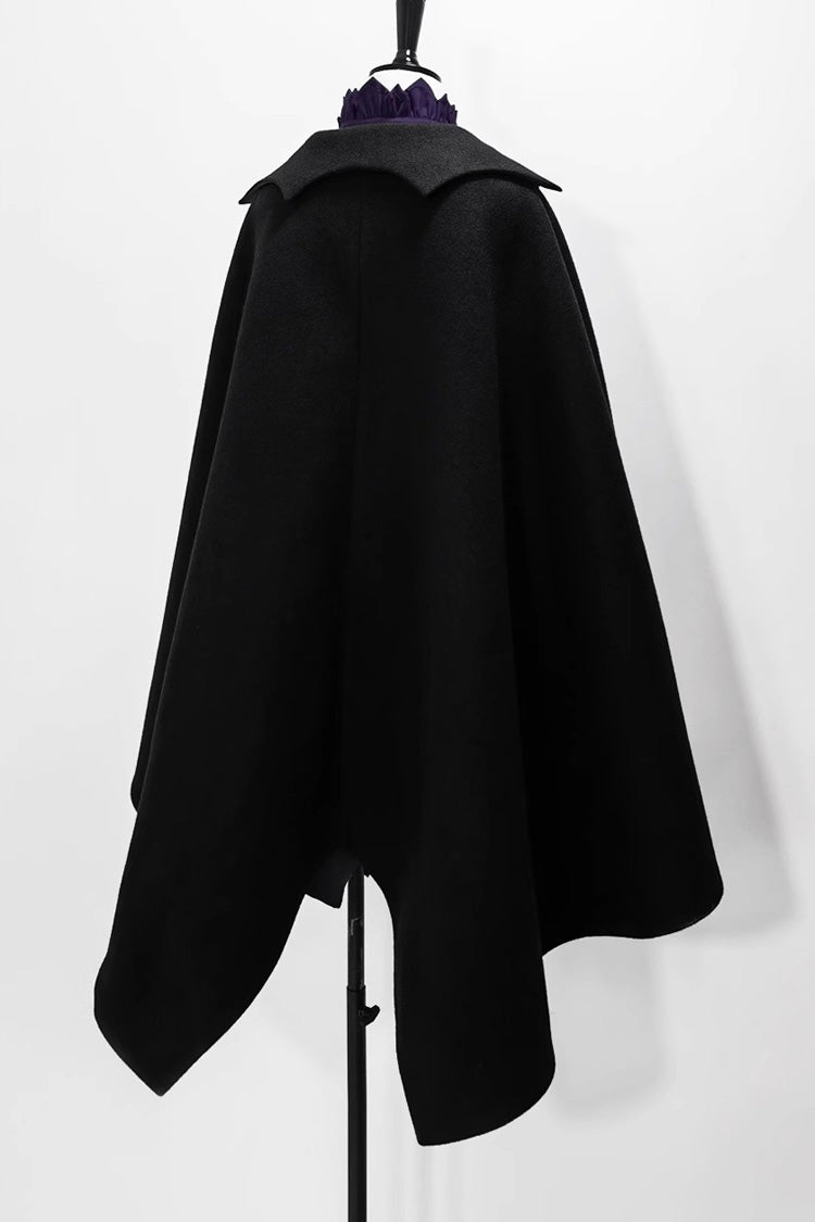 Black Woolen Ouji Fashion Daily Lolita Cloak - Product - 7