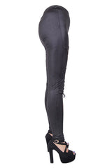 Black Front Splice Mesh Lace Up Gothic Knit Womens Pants - Product - 5