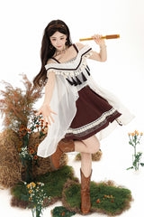 Brown [Dream of the Wilderness] Square Collar Sleeveless Embroidered Sweet Lolita Jsk Dress Set - Product - 11