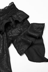 Black Off Shoulder Ruffle Sheer Women's Gothic High/low Prom Dress - Product - 6