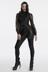 Black Bat Collar Sleeveless Asymmetric Women's Gothic Vest - Product - 4