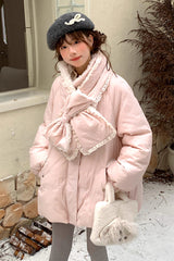 Pink Duck Down Stand Collar Long Sleeves Bowknot Sweet Lolita Coat - Product - 3