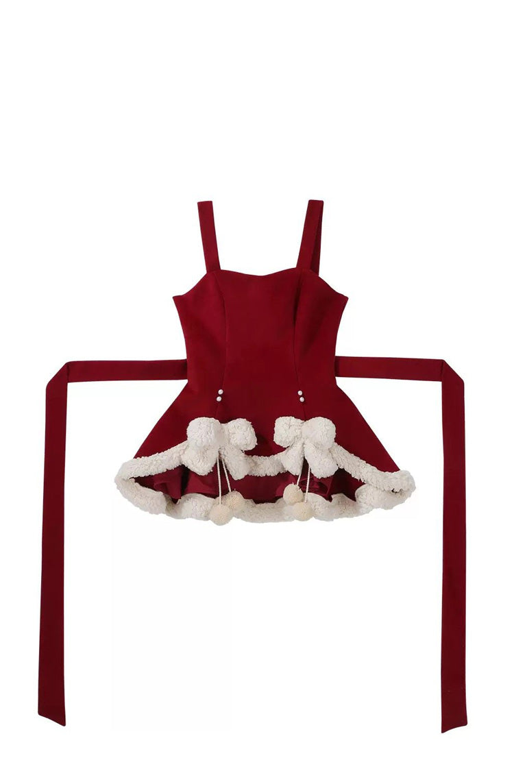 Red/Beige [Heart Bear] Embroidered Sweet Lolita Jsk Dress Set - Dress - 8