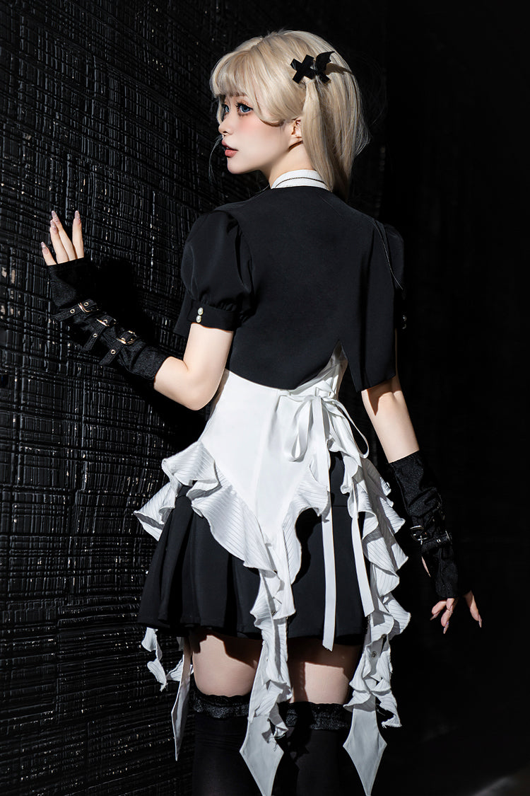 Black [Broken Gemstones] Ruffle Gothic Lolita Skirt - Product - 7