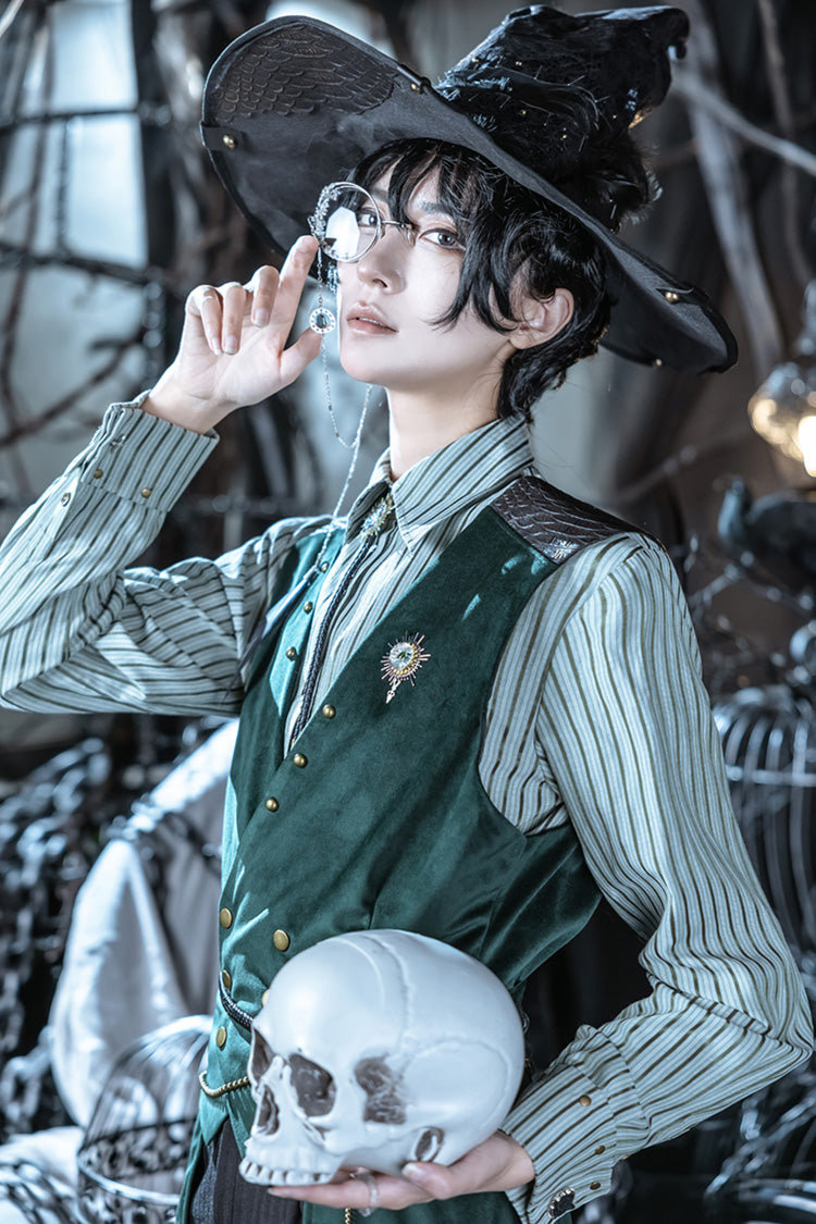 Dark Green Double-breasted Slim Ouji Prince Handsome Lolita Vest - Product - 7