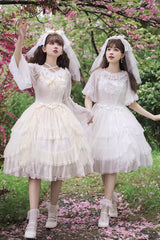 Iris Love Multi-layer Jacquard Bowknot Sweet Elegant Princess Lolita Jsk Dress 2 Colors - Product - 2