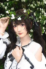 Black Tea Brown Sweet Lolita Long Curly Twin Tail Wig with Straight Bangs - Product - 2