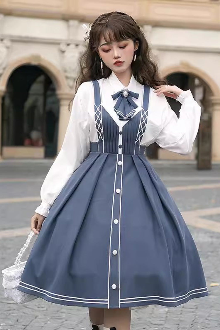 Blue Book of Lies Sweet College Style Elegant Lolita Jsk Dress - Product - 6