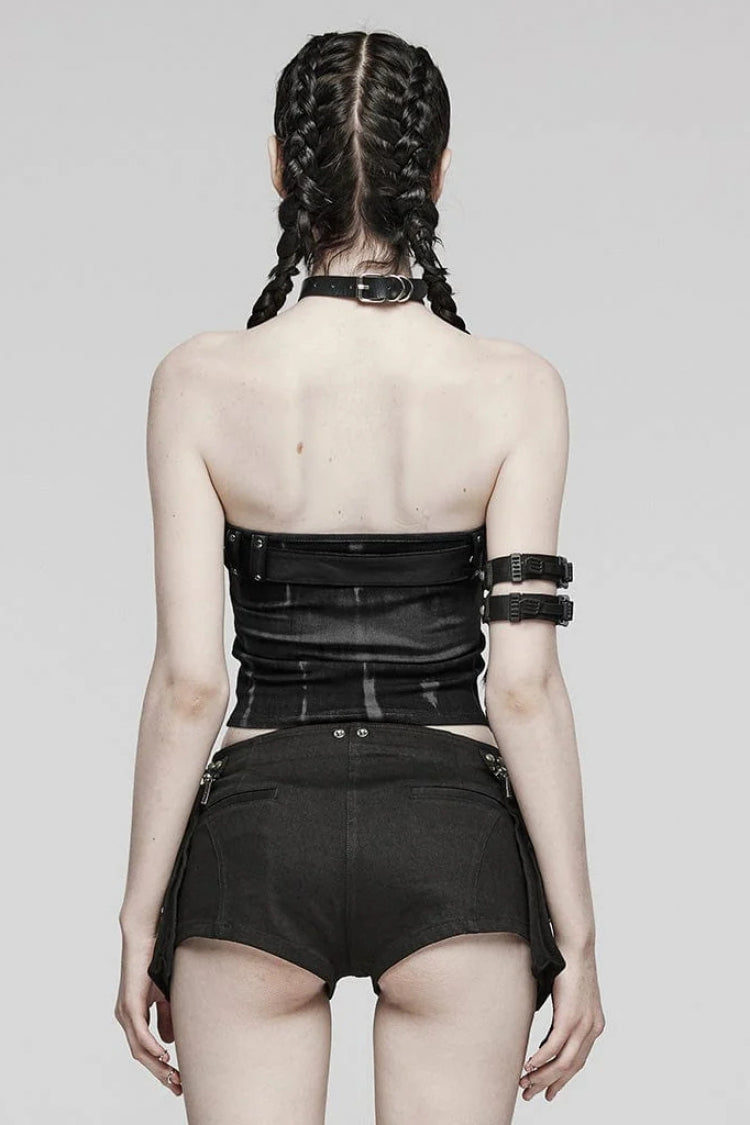 Simple Adjustable Bust Strap Sleeveless Print Womens Steampunk Corset 2 Colors - Product - 3