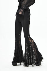 Black Cross Knit Lace Bell Gothic Womens Pants - Product - 2