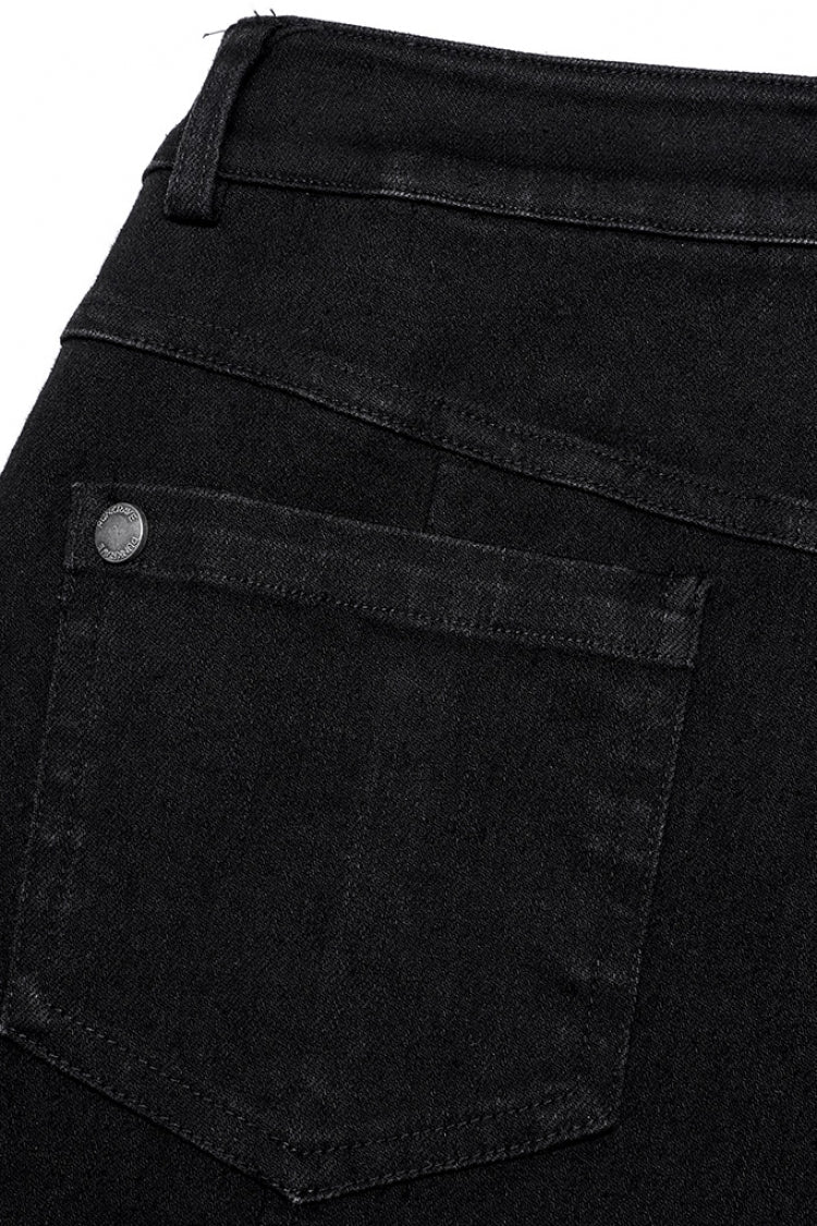 Black Multi-Pocket Buckle Women's Punk Jeans Pants - Product - 6