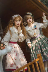 Ivory Doll Collar Forest Illustrated Book Long Sleeves Sweet Elegant Lolita Blouse - Product - 4