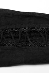 Women's Lapel Collar Long Sleeves Print Stitching Lace Gothic Blouse 2 Colors - Product - 9