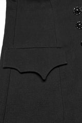 Black Batlike Collar Sleeveless Buckled Men's Gothic Long Vest - Product - 7