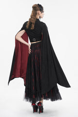 Black Stand Collar Floral Embroidered Women's Gothic Shirt Cloak - Product - 8
