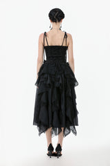 Black Floral Jacquard Lace-Up Women's Gothic Elegant Bustier - Product - 12