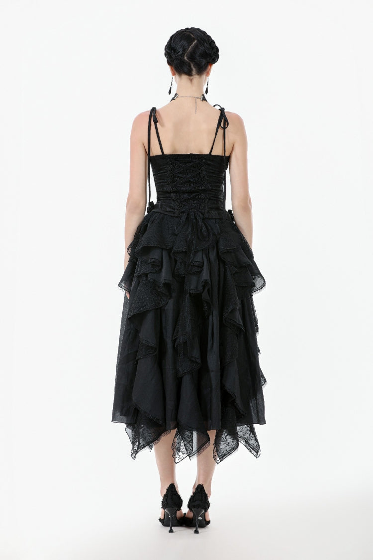 Black Floral Jacquard Lace-Up Women's Gothic Elegant Bustier - Product - 12