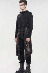 Bronze Gothic Belt Design Chain Decoration Corduroy Tie-Dye Men's Skirt - Product - 7