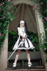 Black Paradise Cross Print Ruffle Sleeveless Gothic Lolita Dress - Product - 10