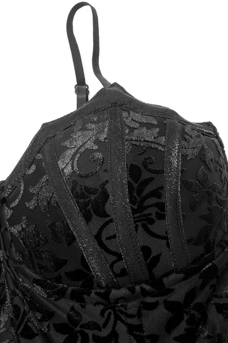 Black Ruffle Lace-Up Women's Gothic Dress - Product - 6
