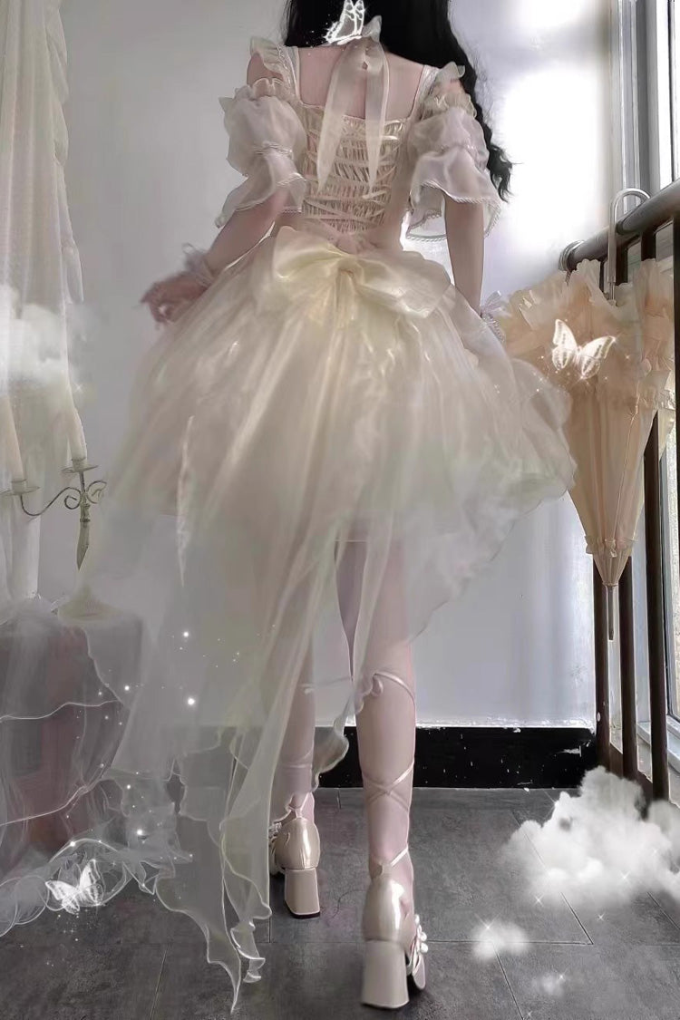 Spring Confession Ruffle Bowknot Mesh Sweet Lolita Jsk Dress (Long and Short Version) 2 Colors - Product - 6