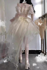 Spring Confession Ruffle Bowknot Mesh Sweet Lolita Jsk Dress (Long and Short Version) 2 Colors - Product - 6