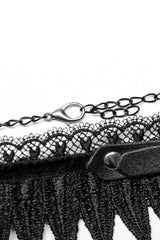 Black Adjustable Size Feather Lace Women's Gothic Choker - Product - 7