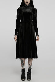 Black Long Sleeves Invisible Zipper High Waisted Hollow Stitching Women's Gothic Dress - image 1