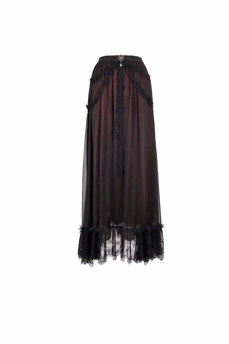 Black/Red Butterfly Lace Pendant Decoration Chiffon Women's Gothic Skirt - Product - 8