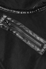Black Plush Lapel Collar Sleeveless Asymmetric Zipper Men's Gothic Jacket - Product - 6