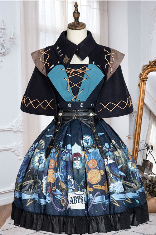 Dark Bule Sea of Abyss Japanese Style Ruffled Classic Lolita JSK Dress - Product - 6