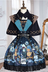 Dark Bule Sea of Abyss Japanese Style Ruffled Classic Lolita JSK Dress - Product - 6