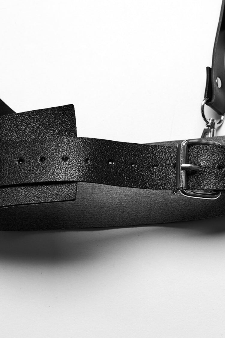 Black Adjustable Integrated Buckle Rivets Women's Steampunk Harness - Product - 8