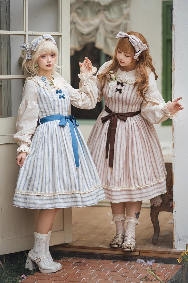 Forest Atlas Striped Print Bowknot Sweet Lolita Jumper Dress 3 Colors - Product - 3