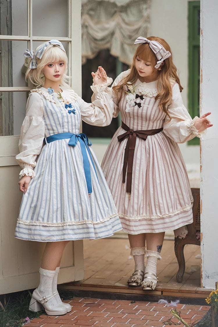 Forest Atlas Striped Print Bowknot Sweet Lolita Jumper Dress 3 Colors - Product - 3