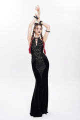 Black Halterneck Sleeveless Rivet Straps Chain Women's Punk Dress - Product - 4