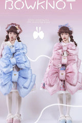 Blue Big Bowknot Metal Heart Nameplate Lolita Backpack - Product - 5