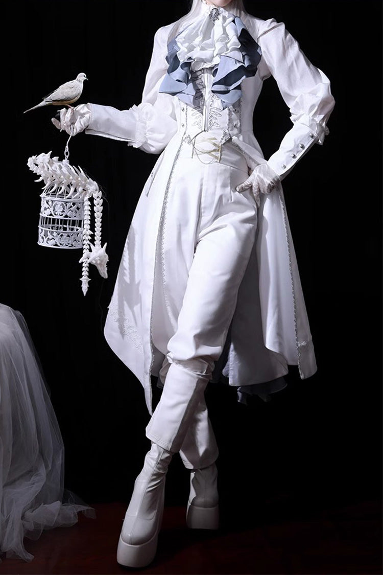 White Mermaid Bone Embroidery Ouji Fashion Handsome Lolita Long Pants - Product - 2