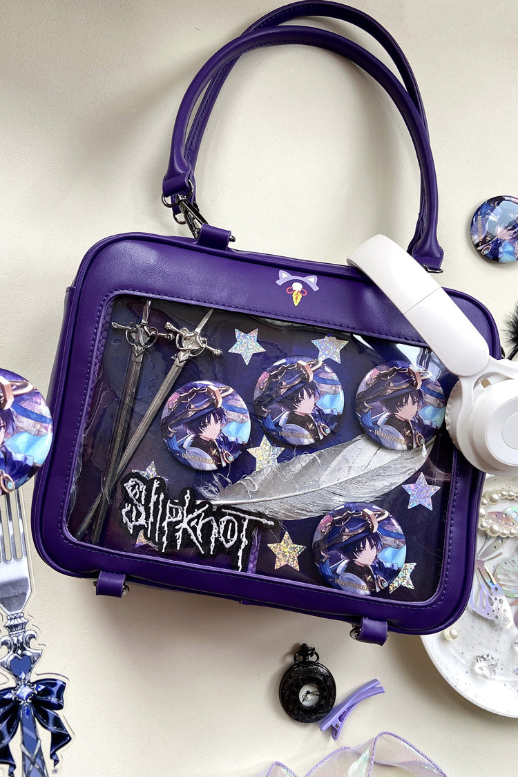 Purple Cartoon Cat Sweet Lolita Convertible Backpack/Crossbody Ita Bag - Product - 6