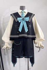 Dark Blue [Magician] Long Sleeves Ouji Prince Mechanical Style Lolita Shorts Vest Set - Product - 4