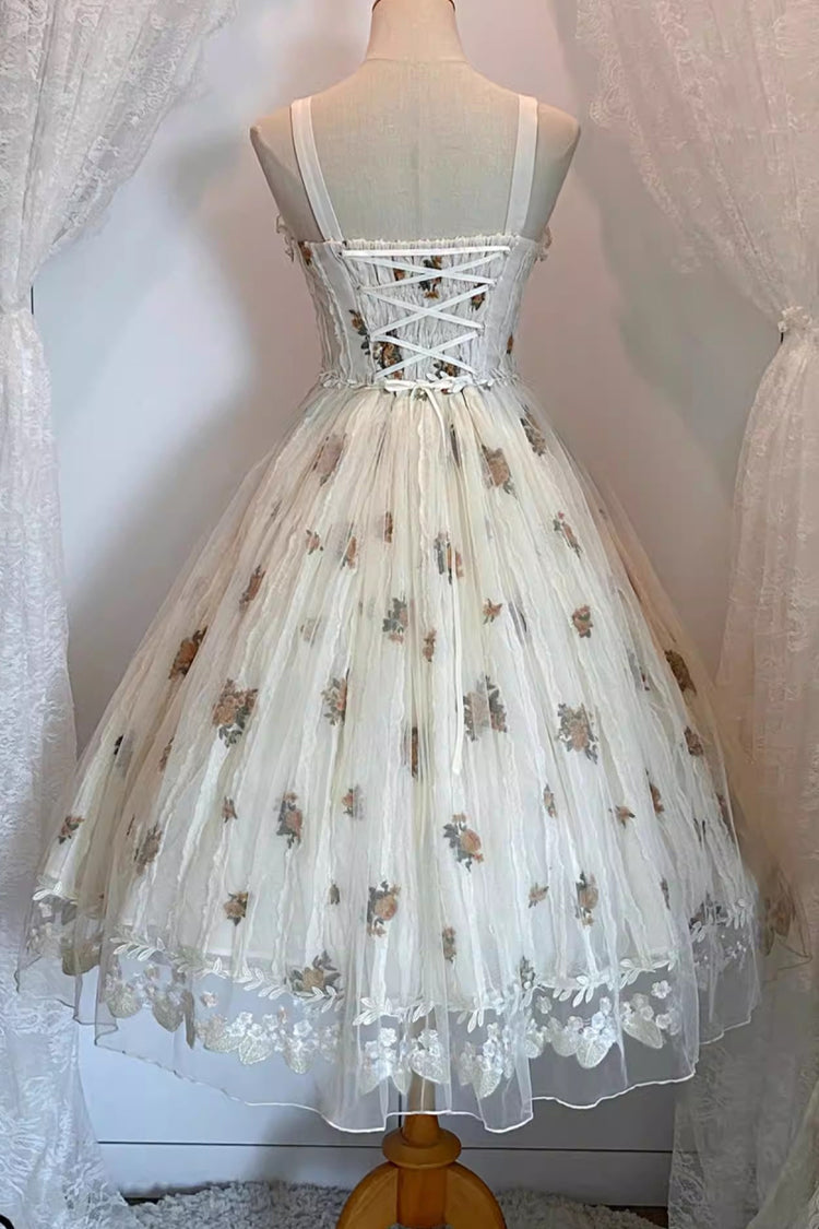Apricot [Chloris] Printed Embroidered Lace Sweet Lolita Jsk Dress - Product - 9